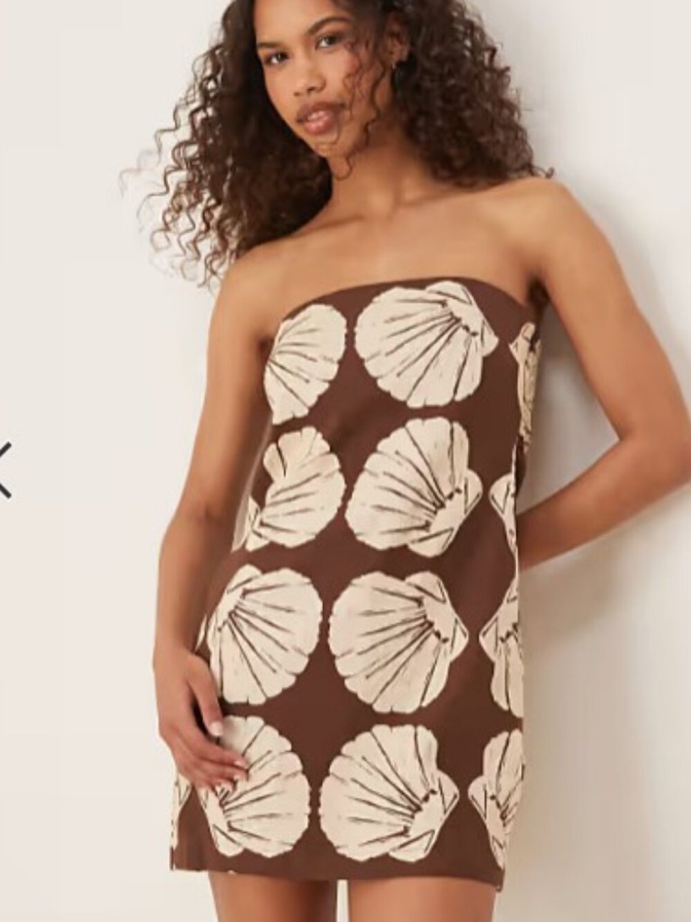Abercrombie & Fitch Brown Mini Dress with Cream Shell Print-S